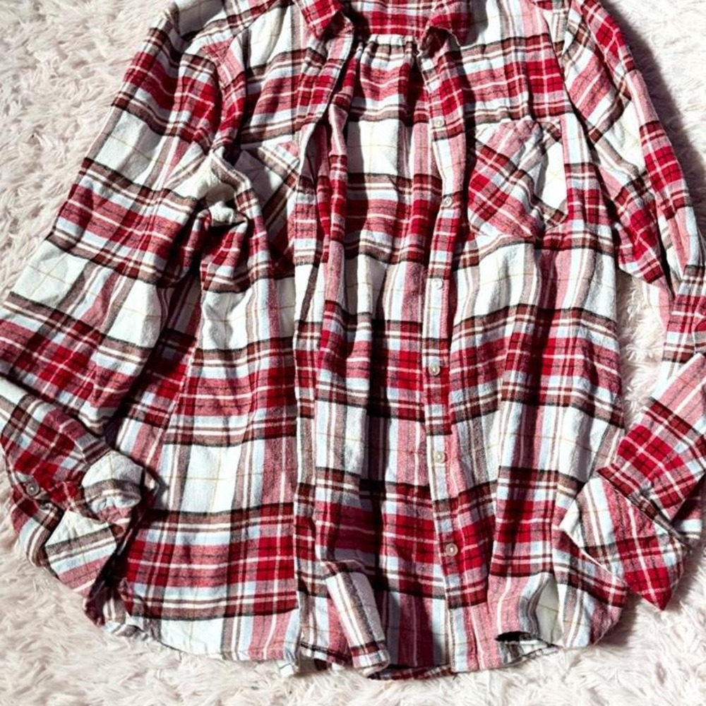 Rustic Western Fall Flannel Layering Grunge Punk Button Down Womens‎ XL Country